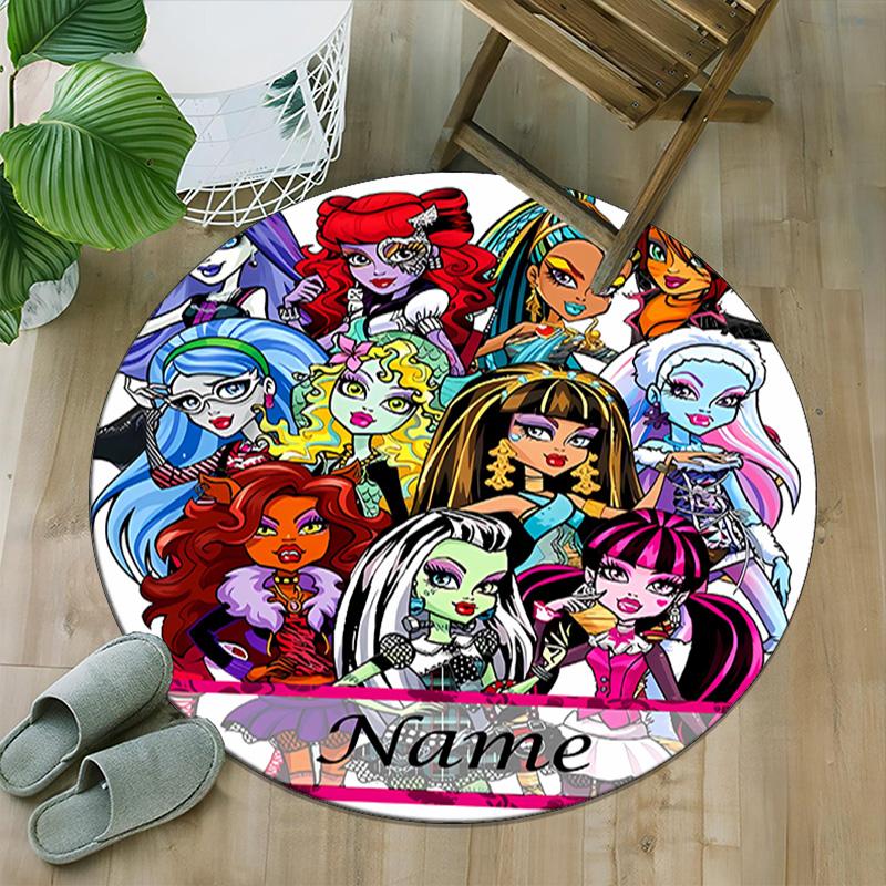 Customizable Monster High Draculaura2 Round Non-Slip Carpet - Ideal for Garden, Picnic, Office, Perfect for Decoration, Suitable For All Seasons