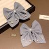 2 Gray Fashionable Bow Hair Clips Suitable for Daily Use As Hair Accessories