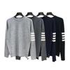 Round Neck Unisex Wool Sweater - Trendy Two-Button Four-Bar Design for Autumn/Winter