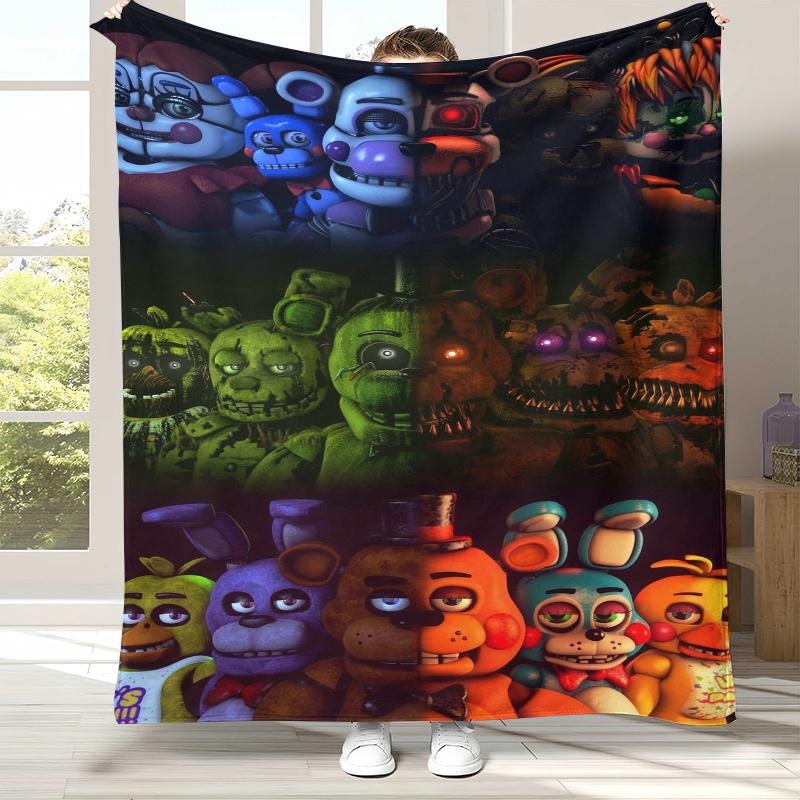 

Horror Freddy F-FNAF Games Flannel Blanket,Ultra Soft Warm Plush Throw for Home Bedroom Bed Sofa Cover Office Camping Picnic 75x90cm
