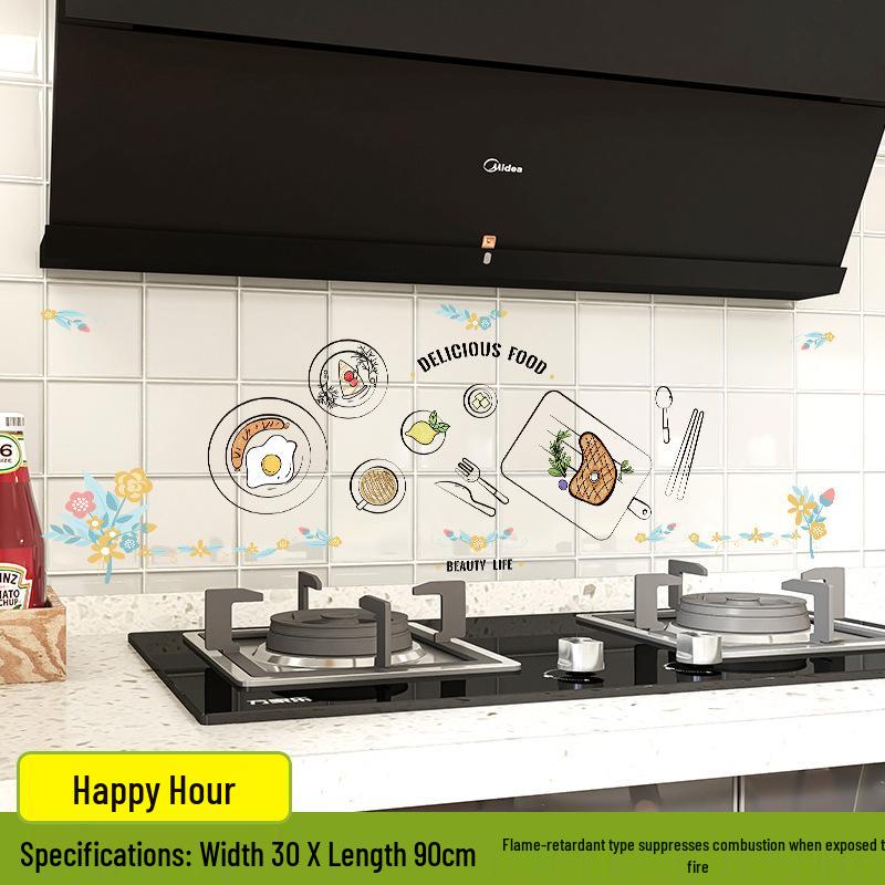 

Durable Heat-Resistant Waterproof Kitchen Sticker: Oil-Proof, Fireproof, Adhesive Wall Decor for Range Hoods