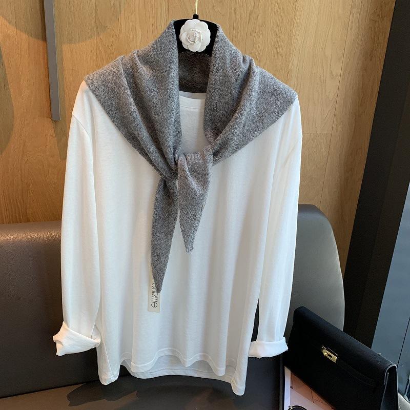 100% Wool Korean Style Winter Fashion Warm Knitted Triangular Hijab Scarf Women Headscarf Shawl Multi-functional Neckerchief