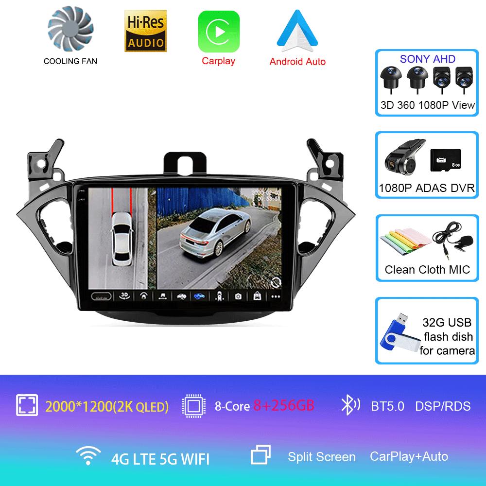 Car Radio Android 14 Carplay For Opel Corsa 2015 - 2019 or Adam 2013 -2016 Navigation GPS Multimedia Player WiFi+4G Stereo Video