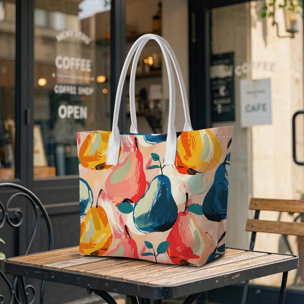 Stylish Fruit Pattern Tote Bag Casual Daily Shoulder Bag for Shopping Travel Commute
