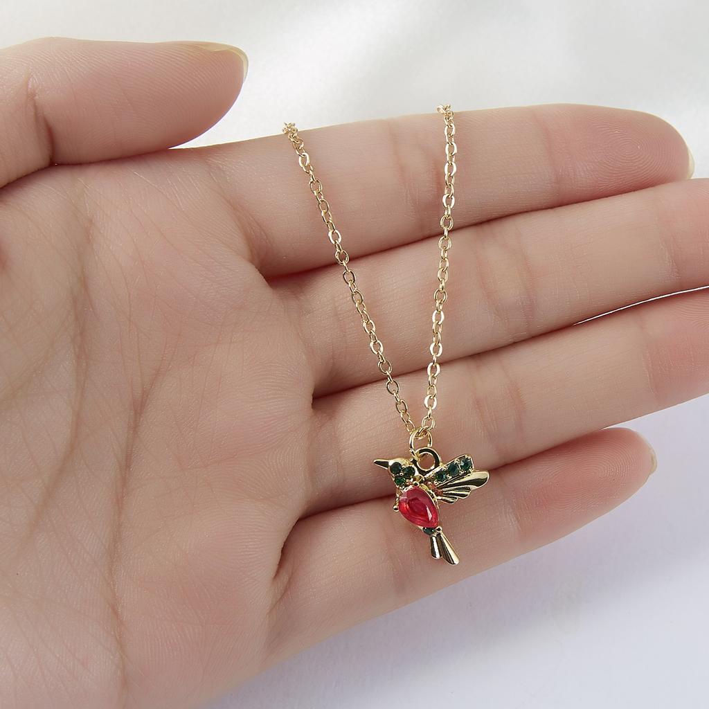 Colliers Animaux Colibri en Cristal Vintage Chaîne de Clavicule Couleur Or Mode Luxe Colliers et Pendentifs Oiseaux avec Carte en Papier