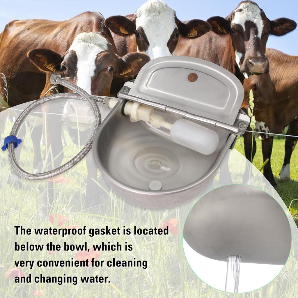 Automatic Cow Water Bowl Stainless Steel Drinking Waterer Bowl With Floating Ball For Cattle Sheep Float Bowl Goat Livestock