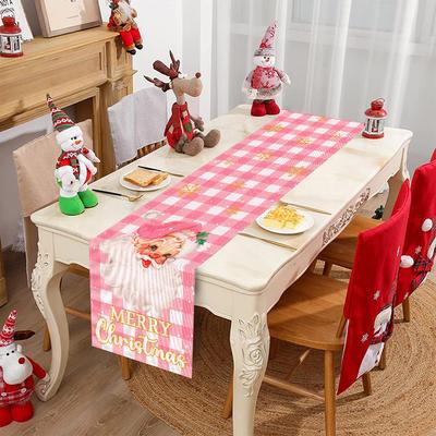 Weihnachts-Leinen-Tischläufer Weihnachtsdekoration für Zuhause 2024 Weihnachtsfeier-Dekor Ornamente Navidad Natal Neujahrsgeschenke 2025