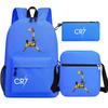 Football Star Cr7 3Pcs Boy Girl Back To School Book Bags, Student Shoulder Bag Pencil Case Backpack, Teenagers Mochila Men Women