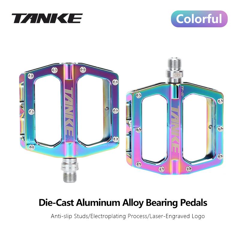 TANKE bicycle pedals ultralight aluminum alloy colorful anti-skid bearing mountain bike accessories MTB foot pedals folding bike