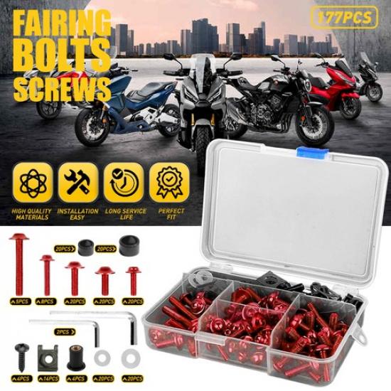 Полный комплект болтов и винтов для обтекателя Suzuki GSXR600 GSXR750 1000 GSX1300R SV650 Style 2-177pcs Red