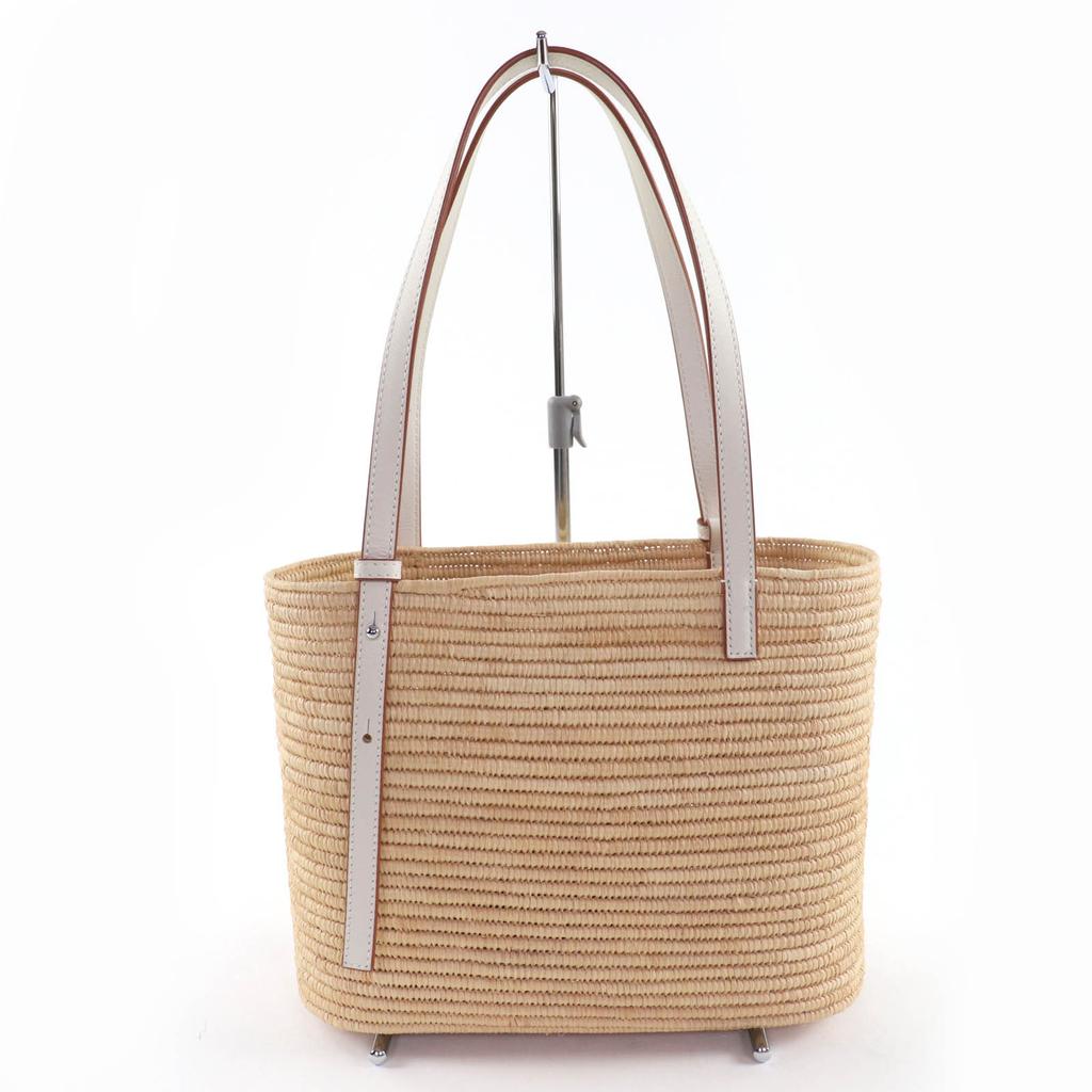 Excellent LOEWE Handbag Square basket bag small Natural/white Raffia A223099X08 Used