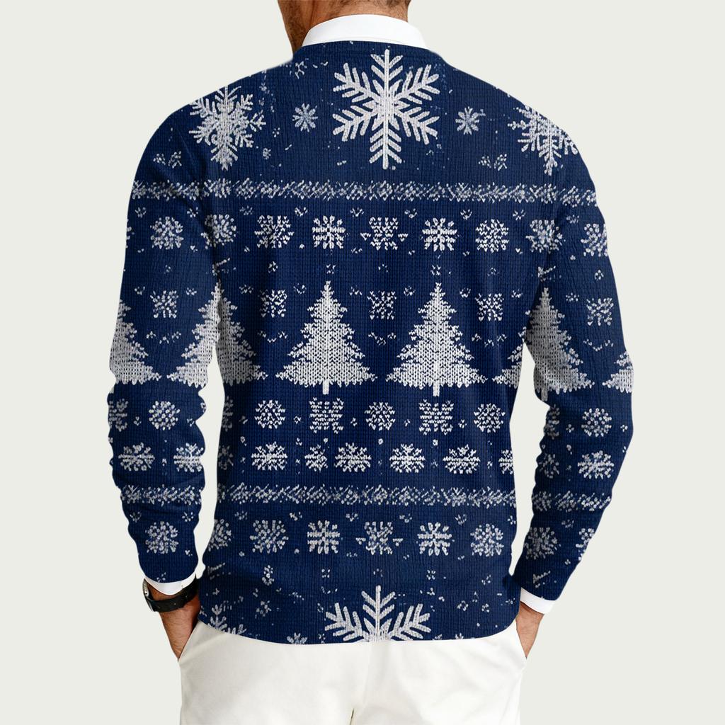 Herren Rundhals Langarm Rippstrick Pullover