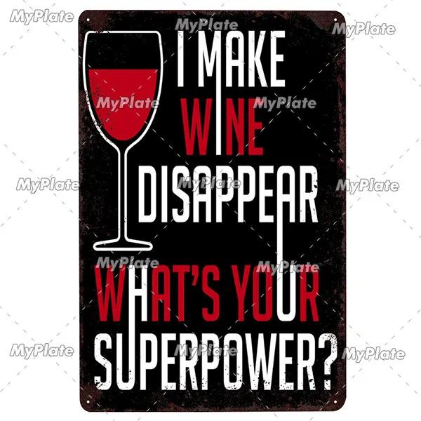 WINE Metal Sign Vintage Plaque Tin Sign Plate Wall Decor For Bar Club Man Cave Wine Kiln Art Painting Alcohol Poster