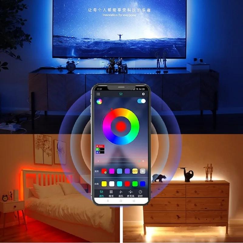 1–30M RGB LED Strip Lights 5V USB Bluetooth APP & 24-Key Remote Control Flexible Light for TV Backlight Bedroom Party Decor