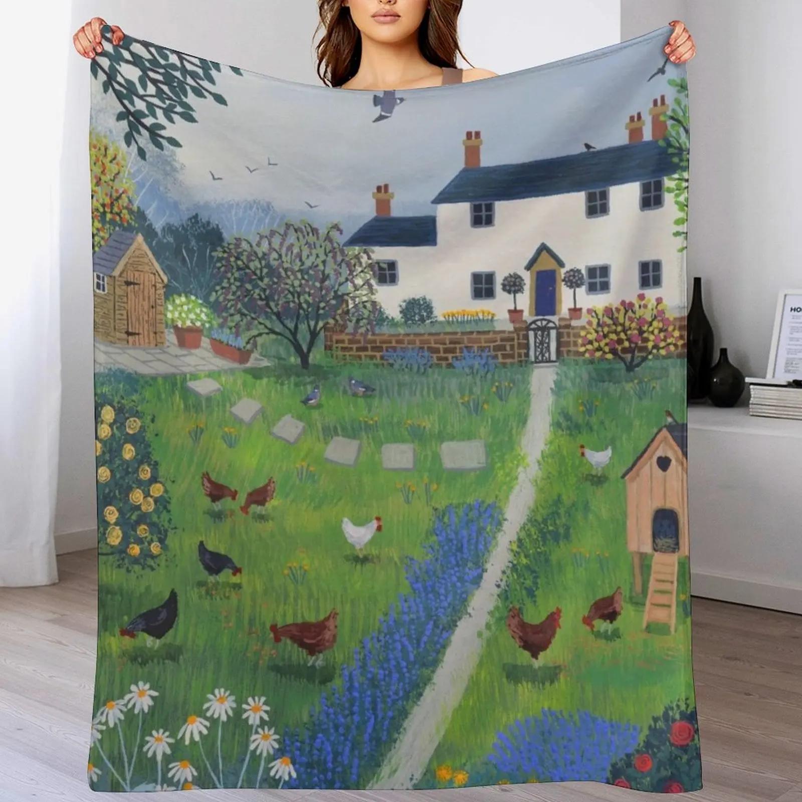 Creative Homewares Unisex White The Hen House Throw Blanket Cozy Microfiber Throw Blanket For Home Bedroom