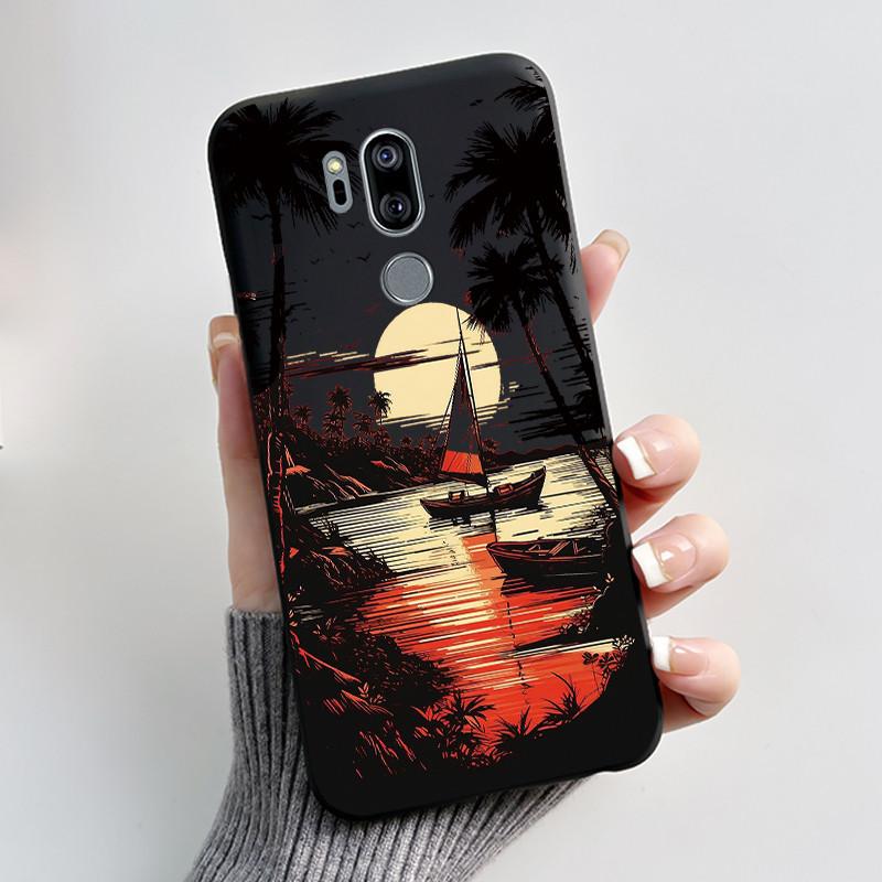 Case For LG G7 ThinQ Casing G710EM Cute Love Rabbit Funny Cartoon Ultra Slim TPU Black Silicone Soft Case LG G7 Plus Phone Cover
