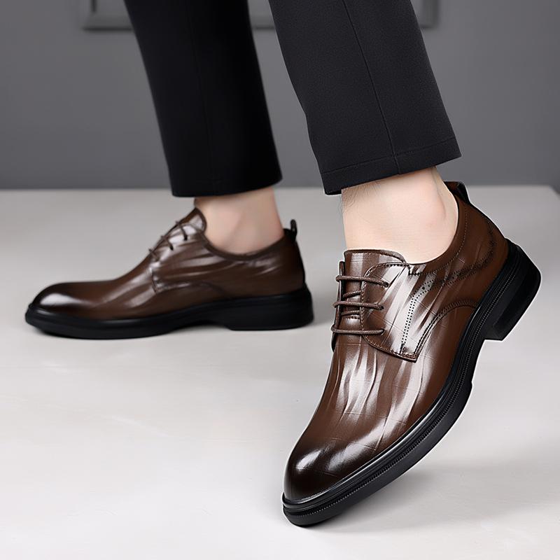 Fashion Brand Men's Business Wedding Party Formal Leather Shoes Soft Comfortable Non Slip Sole Casual Oxford Shoes Lace Up Driving Shoes