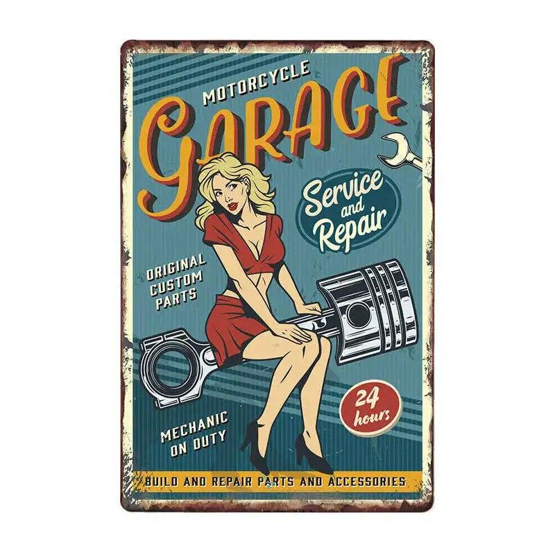 GARAGE FULL SERVICE Vintage Metal Signs Car Garage Retro Poster Bar Wall Decor Plaque Painting Art 20x30 CM