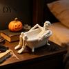 Holiday Party Supplies Realistic Bathtub Skeleton Statue, Funny Scary Prank Toy for Desk Haunted Creative Home Decoration House Decor, Spooky