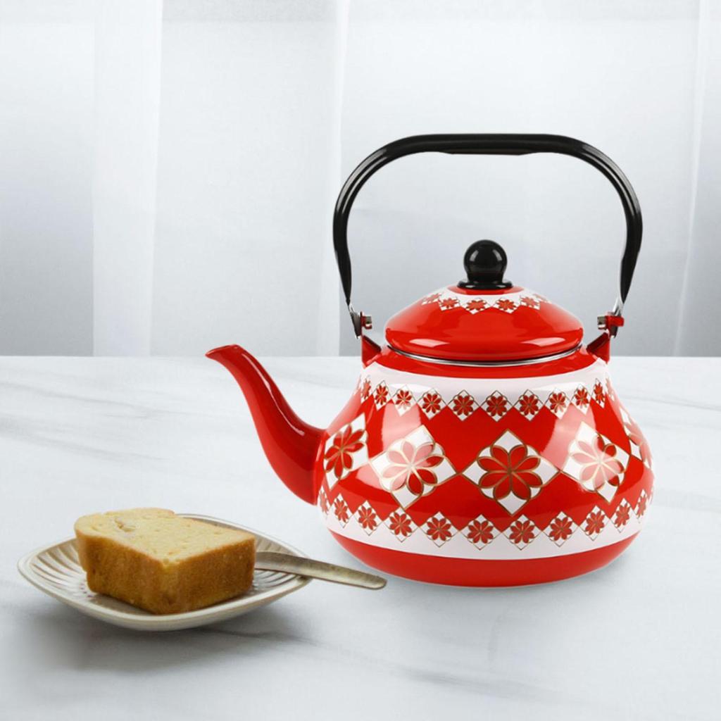 Ceramic Teapot Tea Kettle Enamel Kettle Porcelain Tea Kettles for Boiling Hot Water for Outdoor Household Hotel Picnic Kitchen