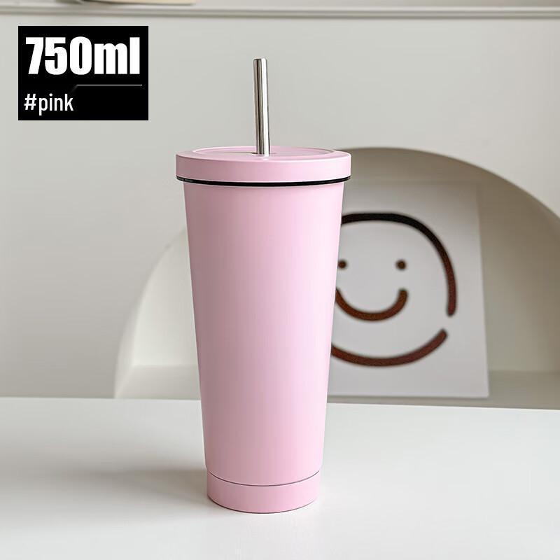 

ZISIZ Macaron Double-Layer Insulated Stainless Steel Tumbler with Straw