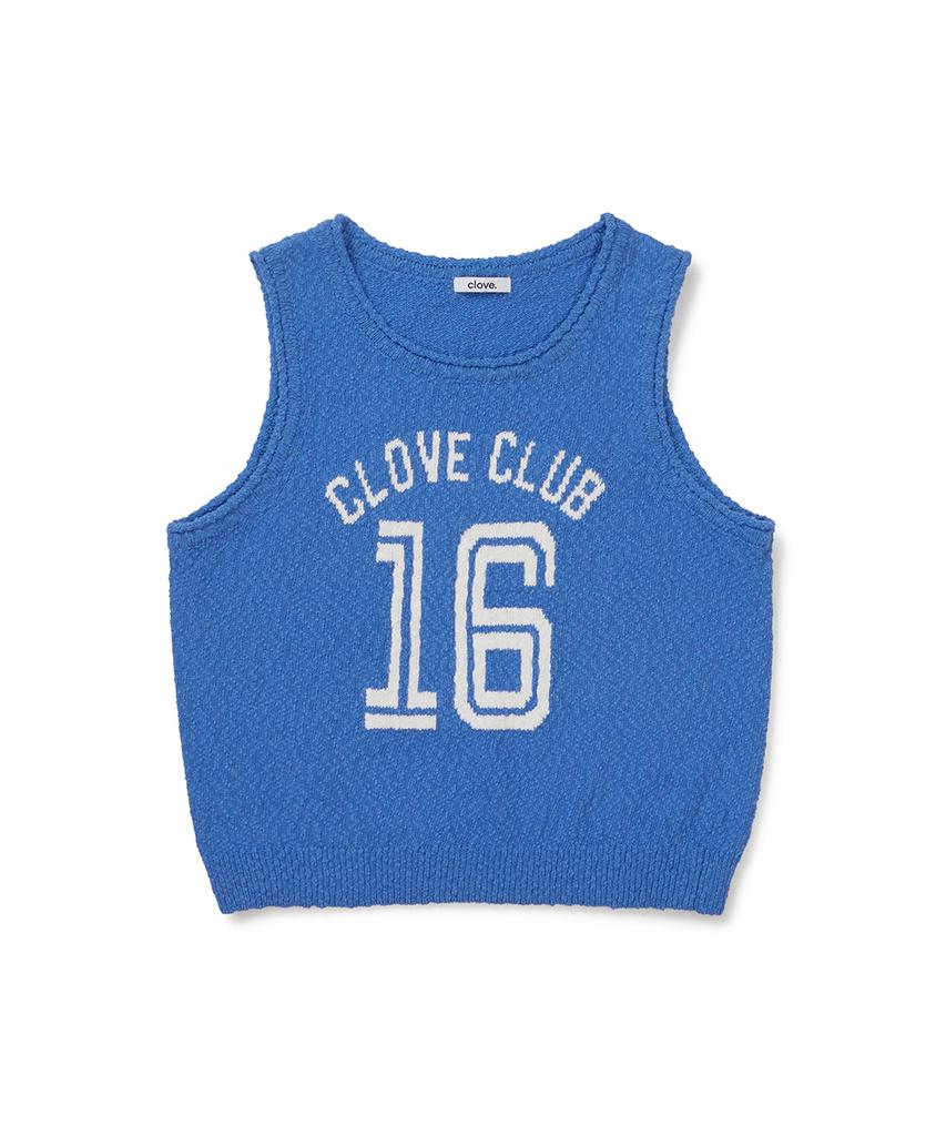 CLOVE [26Sm Clove] Logo Boucle Knit Vest (Blue)