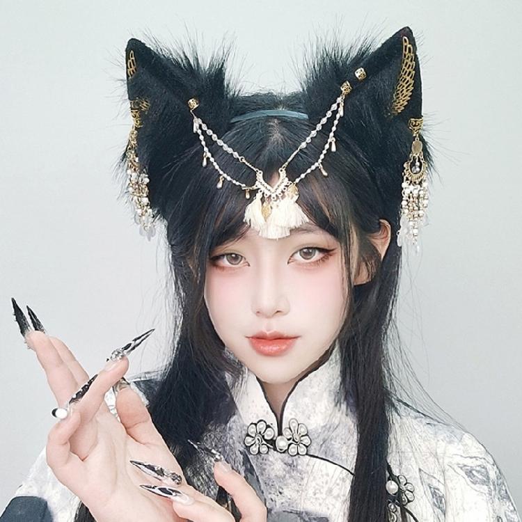 Wolf Cats Foxes Tail Wolf Ears Headbands Halloween Christmas Party Costume Toy Gift for Woman Man Cosplay