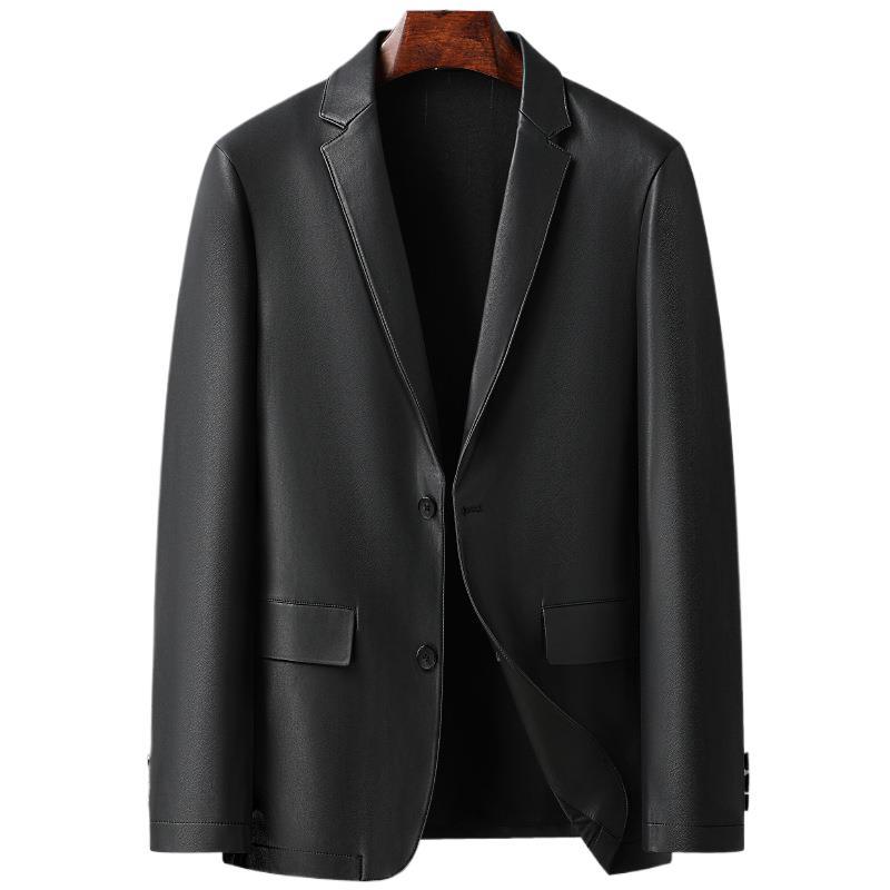 Kožené oblečení jarní a podzimní pánské ležérní vysoce kvalitní PU kožené oblekové bundy špičkové kožené obleky pro muže nové kožené oblečení pro muže