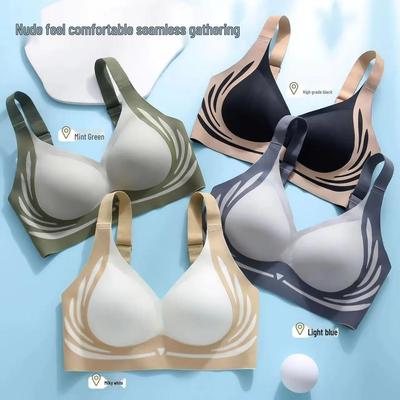 Seamless Front-Closure Wire-Free Bra for Middle-Aged and Elderly Women, High Elasticity, Plus Size