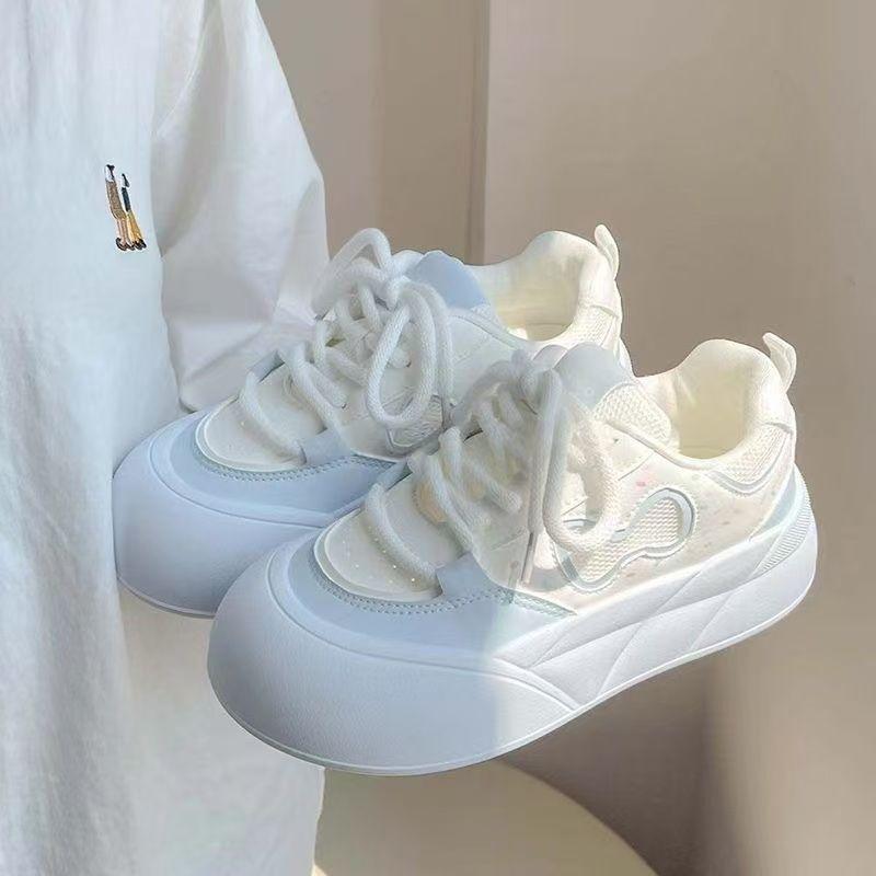 Summer Mesh Breathable Bread Shoes Women's New Platform White Shoes Original Niche Versatile Sports Board Shoes