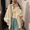 Women Loose Polka Dot Long Sleeve Lace Up Casual Sunscreen Shirt Blouse