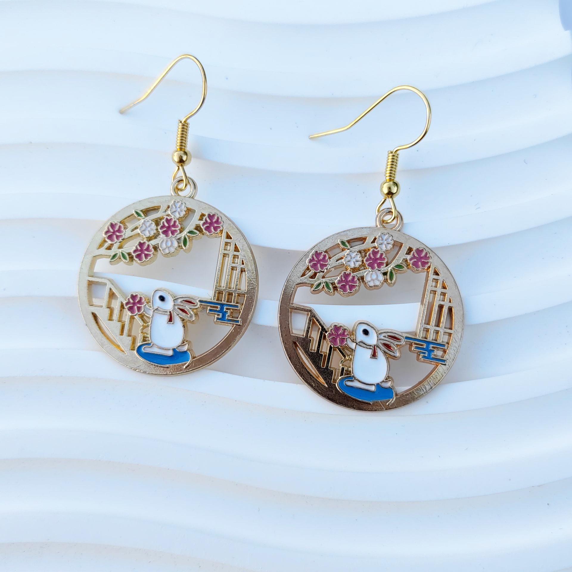 Chinese Style Enamel Drip Earrings - Trendy Niche Design with Exquisite Detailing