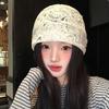 Breathable Hollow Out Flower Beanies Spicy Girl Flower Pile Hat Sweet Lace Hat  Girls