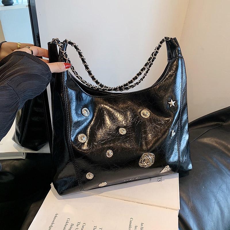 

Универсальные сумки через плечо с вощеной кожей и вставкой из бриллиантов, женские, вместительные