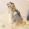 Pet Dog Cat Princess Dress With Hat Lace Bow Plaid Skirt Small Pets