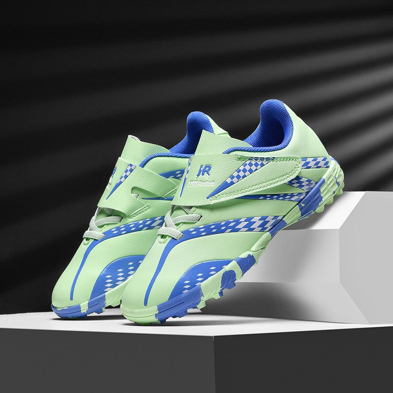 New Velcro + Lace-Up Children's Football Shoes Broken Nails Male and Female Students Primary School Students Competition Training Sports