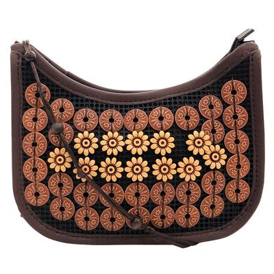 RSINC Handcrafted Coconut Shell Wooden Sling Bag for Women Tan Brown Cream B0DVSQBH67