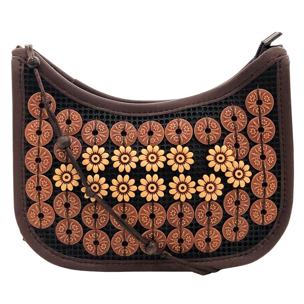 

RSINC Handcrafted Coconut Shell wooden Sling bag for Women Tan Brown Cream B0DVSQBH67