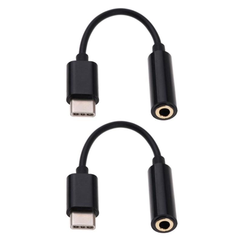 

Набор из 2 шт. Кабель с входом Type C и выходом 3,5 мм, USB C на 3,5 мм, шнур-адаптер, аксессуар для планшета/телефона чёрный
