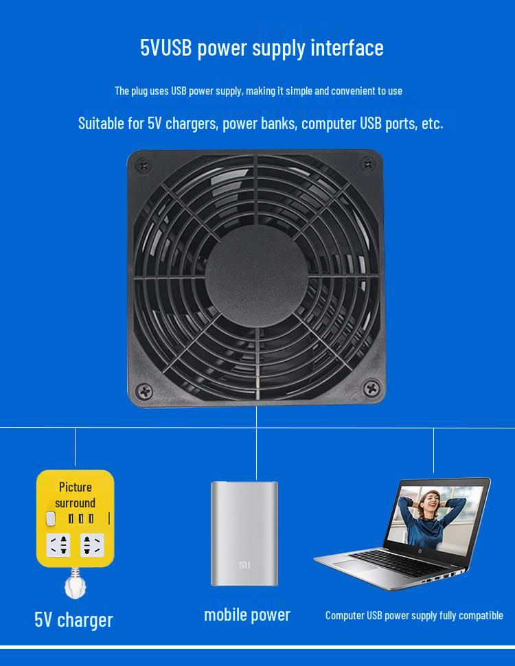 Leiser USB 12CM Axiallüfter für Router, Laptop und Gehäuse, 5V 12025