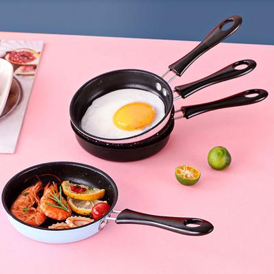 12cm Mini Frying Pan Stainless Steel Prevent Stick Induction Pot Round Breakfast Small Fry Egg Pan with Long Handle