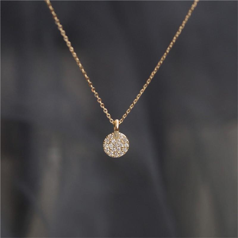 

925 Sterling Silver French Simple Pavé Crystal Brand Pendant Clavicle Chain Necklace Women Classic Plating 14k Gold Jewelry Gift 45cm золотой