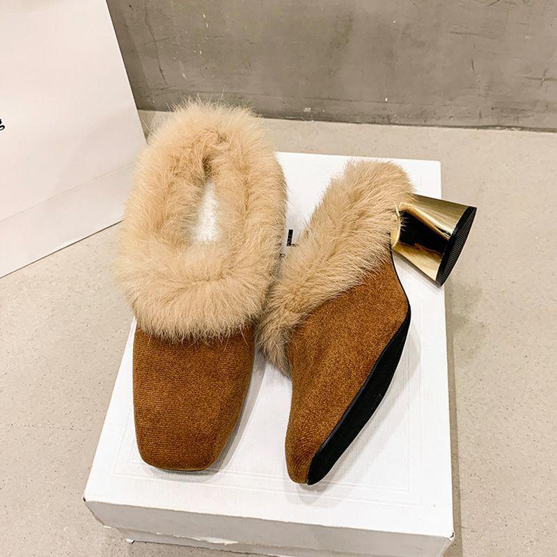 

Women s large size soft elastic winter warm anti cold a foot pedal padded snow boots non-slip wear outdoor leisure sports high heels 43