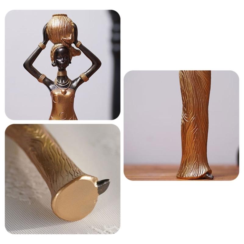 Statua Africana Escotica Tribale Donna Sculture Donne Africane Statuetta per Casa Ufficio Camera da Letto Decorazione Figura in Resina