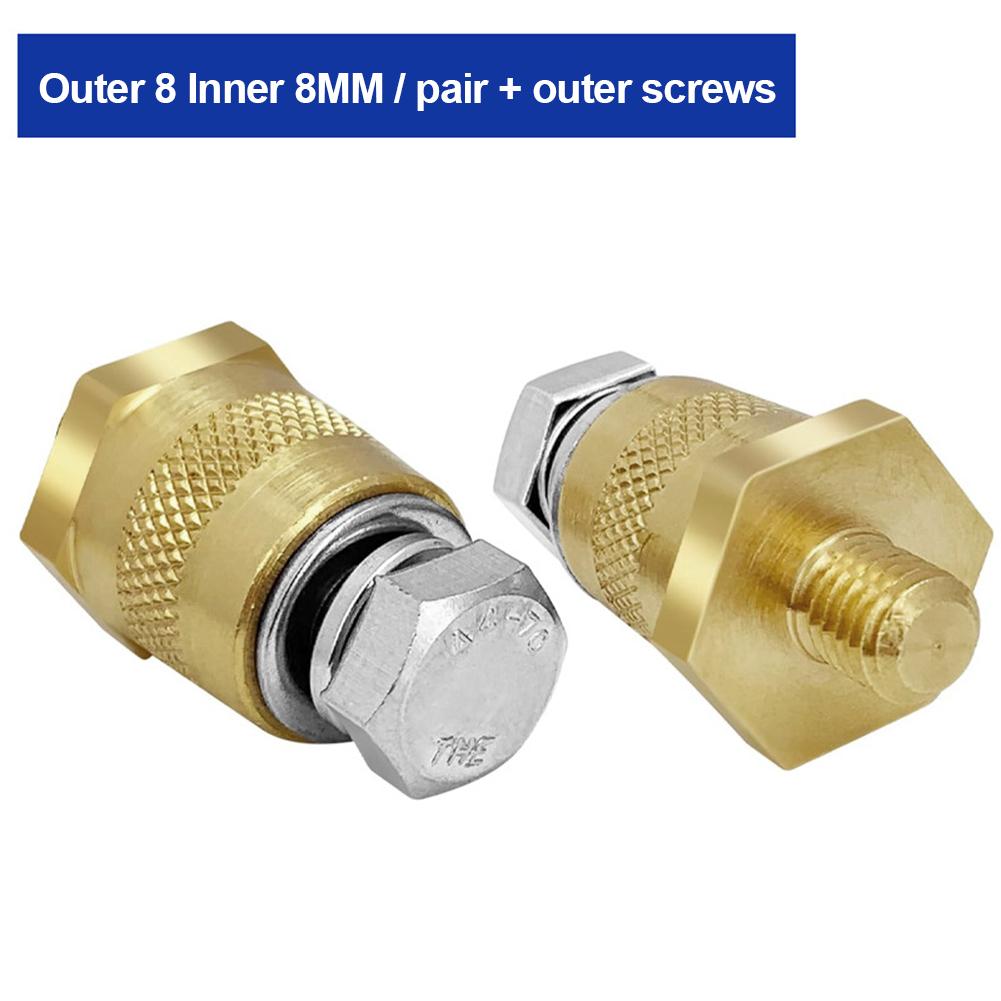 Пара M6 M8 Автомобильный адаптер для полюса аккумулятора Латунный соединитель для клеммы аккумулятора Резьба Положительный Отрицательный соединитель для клеммы аккумулятора Адаптер для клеммы External 8MM and Internal 8MM with Screws