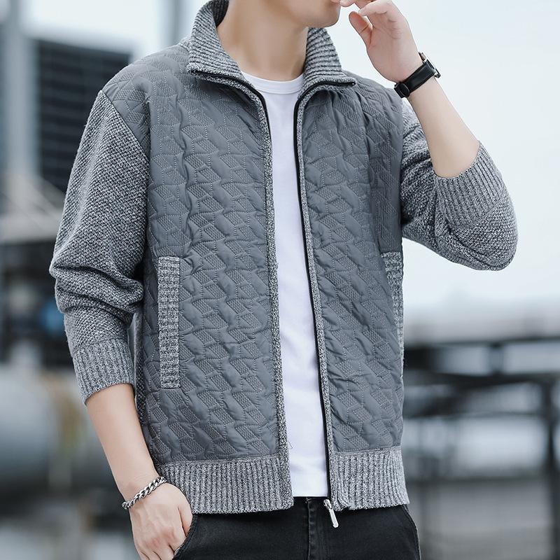 2025 Autumn and Winter New Men's Casual Stand Collar Jacket Versatile Zipper Cardigan Sweater