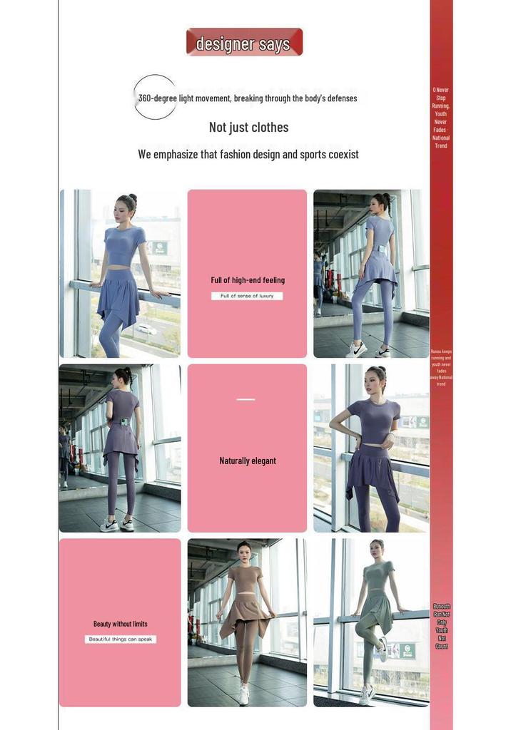 Plus Size Women's Quick Dry Short Sleeve Yoga Set - High-End Feel for Spring/Summer Fitness & Morning Runs