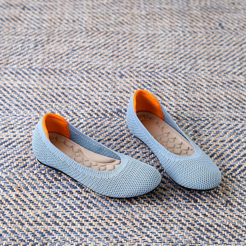 

Весенне-осенние одинарные туфли сетка круглый носок плоская подошва повседневные однотонные большого размера женские и женские одинарные туфли 43 небесно-голубой