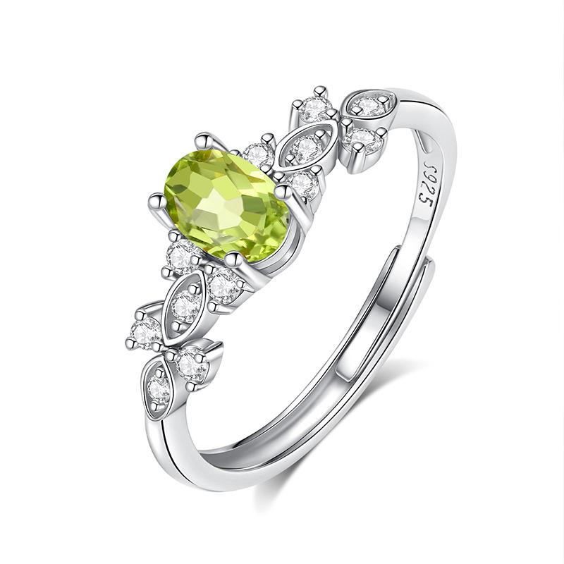 Europe, America, Fashion Natural Stone Pigeon Egg Jewelry S925 Sterling Silver Ring Women's Leaf Design Premium Ring Women's