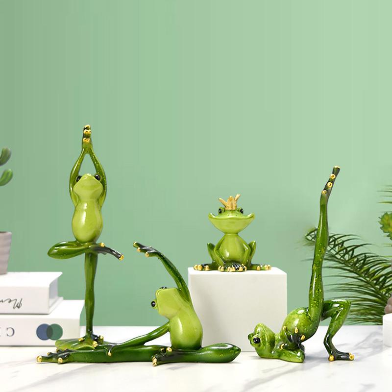 

1 шт. Винный шкаф Статуя Статуэтка Офисное украшение Смола Йога Лягушка Ремесла Скульптура